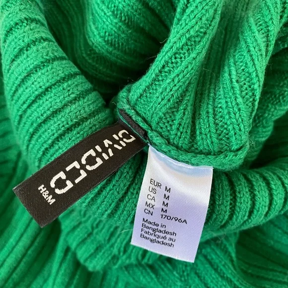 NWT Green Cropped Ribbed Knit Turtleneck Sweater | H&M - Picture 13 of 15